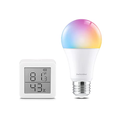 SwitchBot Паметен Хигрометар Термометар, LED Сијалица, Bluetooth Безжична Соба Температура Влажност Сензор Со Апликација Сигнали,