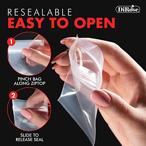 Dirose - 7 x 10 Повторувачки поли -топки со поли, 2 мил - пластични вреќи со Ziplock - пластични кеси за резистентност со патент