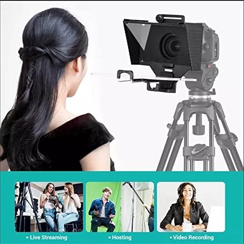 XueSha Protable Teleprompter за видео за снимање во живо за интервју за интервју во живо, стриминг DSLR Camera Upcription со далечински