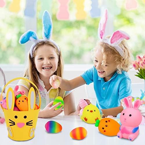 7 парчиња Велигденски незгодни играчки со велигденски корпи за деца и возрасни, зајаче Велигденски јајце -стрес топки играчки играчки Велигденски