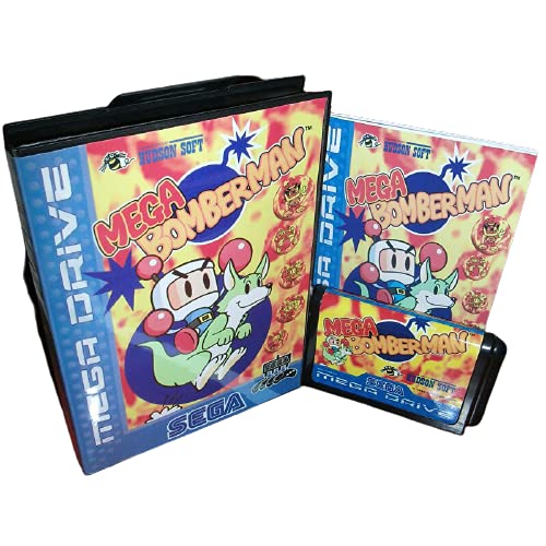 Адити Мега Бомберман ЕУ Корица со кутија и прирачник за Sega Megadrive Genesis Video Game Console 16 бит MD картичка