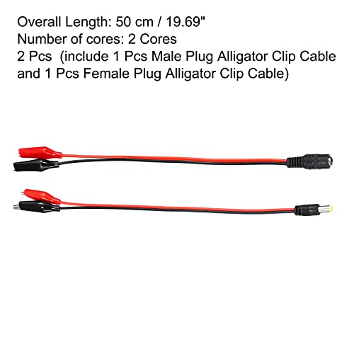 Meccanixity DC кабел за продолжување на напојувањето DC 5,5 x 2,1 mm машки женски приклучок до конектор за клип -кабел за алигатор за