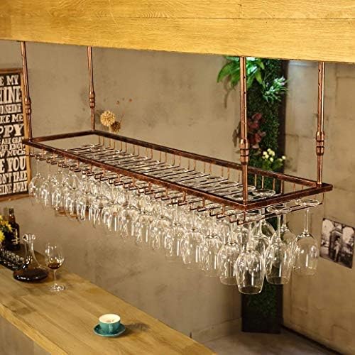 Решетка за приказ на вино FOVKP, држач за чаша за висино чаша, виси наопаку решетката за домашен бар кујнски чаша, бронза, 60 35 см