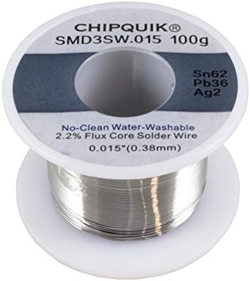 Chip Quik SMD3SW.015 100G Solder Wire 62/36/2 TIN/LEAD/Silver No-Clean .015 100g Ultra Thin