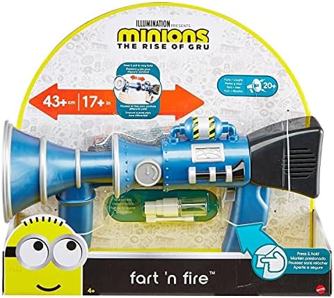 Minions Toys Fart 'N Fire Super-големина Blaster со 20 плус први звуци и реална далеку магла, прави одличен подарок за деца на возраст од