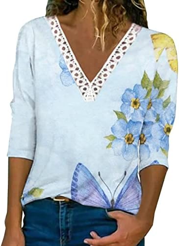 2023 Блузи За Денот На Вљубените За Жени Капчиња Чипка Трим Против Вратот Маици Облечени Секојдневни Цветни Лабави Пуловер Маици