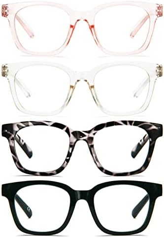 MMOWW очила за читање жени преголеми очила за читање ретро опра стил +1,5 сино светло блокирање на плоштад читач 4 пакет