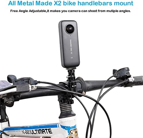 Перкинг велосипедски ленти за монтирање за insta360 One x3/x2/x, сите метални изработени велосипед монтирање со 360 функција за ротација,