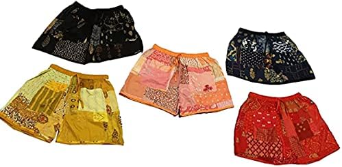 Панталони за крпеници Гроздобер шарени шорцеви носат шорцеви боемски крпеници од јога унисекс шорцеви од етиниккрафтуб
