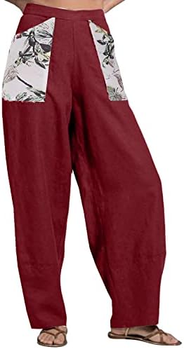 Одблесоци со лежење на женски панталони цврсти џеб со висока половината лабава обични панталони разгорени пантолони од чипка панталони