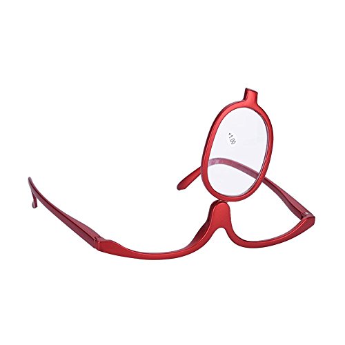 Зголемувачки шминка за очила, зголемување на очилата за шминка за очи единечни леќички ротирачки очила жени шминка есенцијална алатка 14 * 7 * 4cm црвена, 100
