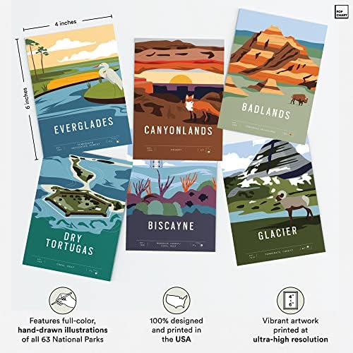 Поп -табела | Комплет за колаж на национални паркови | 63 компјутери 4 x 6 Уметнички отпечатоци | Следете ги вашите патувања на секој национален