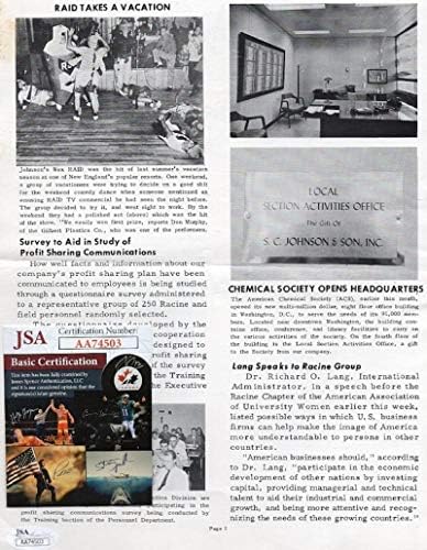 Неделен Jonwax Journal 1960 потпишан од Red Skeleton w/JSA AA74503