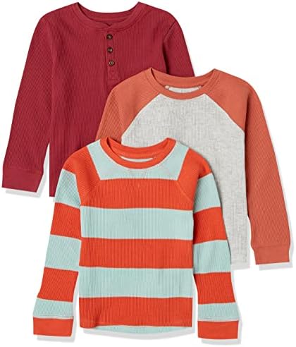 Амазон Essentials Boys and Toddlers Долга ракав плетена термичка маица, пакет од 3