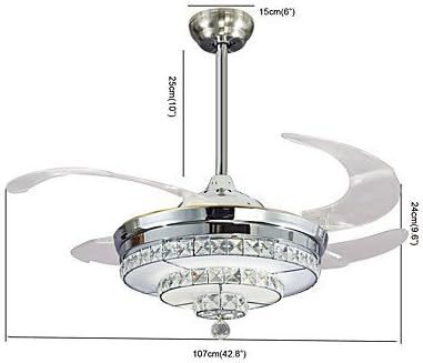 Fanslj lightingceiling fan 42inch Невидливиот кристален тавански вентилатор модерна/современа дневна соба далечински управувач