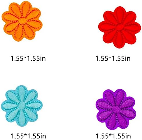 SGJING 108PCS Цветни Цветни везени лепени шие/железо на лепенка Апликација облека Фудбал за растителни капачиња со капаци за шиење цвеќиња Апликација