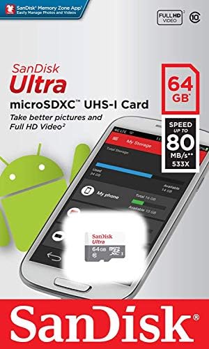 Sandisk ULTRA 64GB microSDXC Мемориска Картичка UHS-I Класа 10 SDSQUNS-064G-GN3MN Пакет Со Сѐ, Освен Stromboli 3.0 Sd/TF Микро