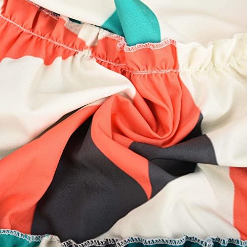 Фустан со долг ракав на wpoumv за жени цветни печати против вратот чипка на фустан со плетенка со течен замав, трендовски обични лабави