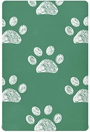 Алаза Дудл шепа Печати зелени чаршафи за креветчиња, вградени листови за басинет за момчиња бебе девојчиња, стандардна големина