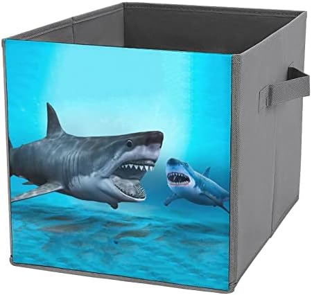 Коцки За Складирање Ткаенини Што се Склопуваат со ајкула Кутија 11 Инчни Преклопливи Канти за Складирање Со Рачки