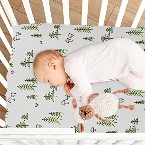 Kicpoay опремени чаршафи за креветчиња Растенија затегнати преносни листови за пласмани за бебиња, дише мек мини за креветчето 39 x 27 во момчиња