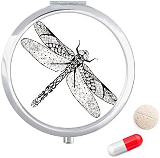 Dragonfly животински портрет скица за скици за патувања со кутии за лекови за лекови за складирање на огледало на огледало на огледало