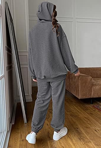 Linsery Women Holdies Повици со потези со долги ракави со кои се совпаѓаат џогери џемпери со џемпери со џемпери со 2 парчиња сетови