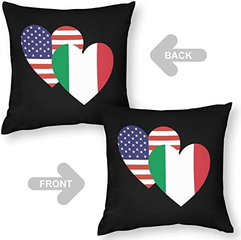 Италија Американското знаме за срце, фрли перници за перници со панталони за перници за плоштад, заштитник за кревет софа дневна соба