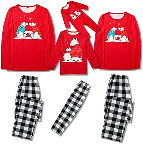 Божиќни пижами за семејство 2022 Прекрасна поларна мечка Семејство ПРИНТ ПЈС Појавувања на сетови Божиќни украси новогодишна елка