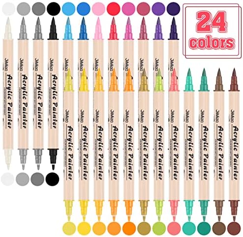 Двојна врв со двојна боја Акрилна боја пенкала 24 бои акрилна боја пенкала маркери за бојадисување за деца водоотпорни пенкала за боја
