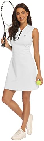 BGOWATU женски тениски фустан без ракав голф Поло фустан со лесен спортски фустан со активна облека