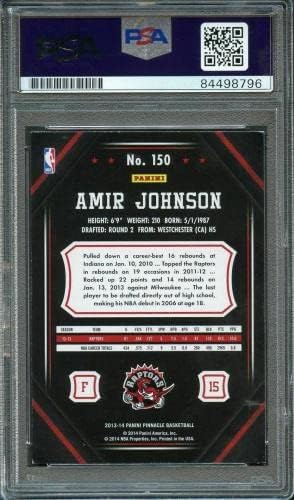 2013-14 Panini Pinnacle 150 Amir Johnson потпишан картички Авто PSA Slabbed Raptors - Кошаркарски плочи за дебитантски картички