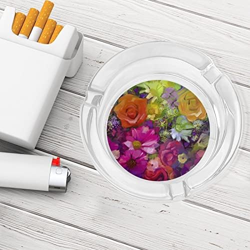 Живописно Дејзи Пени Гербера стакло од пепелници за цигари за ветровито ѓубре може да печати фенси фиоки за пепел за хотел за внатрешни
