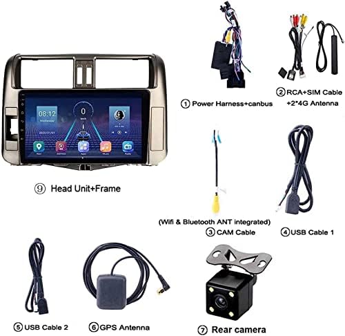 Андроид 8.1 ГПС Радио Плеер За Навигација За Т. ојота Прадо 2009-2013, Bluetooth Без Раце/Контроли на Воланот/RDS/FM/Камера За Заден Поглед