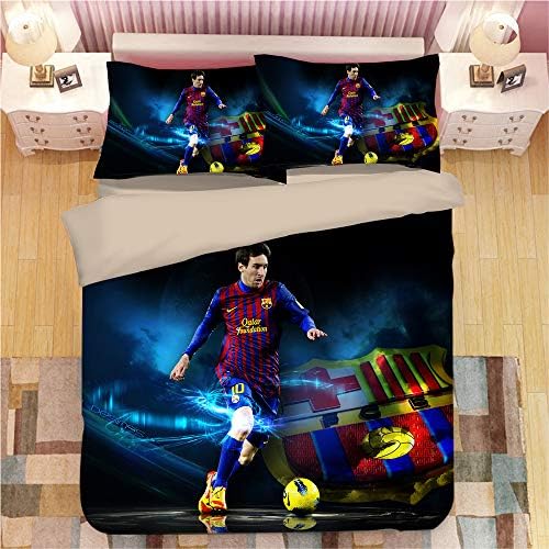 Paixide Печатени 3 Парчиња Постелнина Сет 3D Futbol Клуб Барселона Јорган Покритие Спорт Лионел Меси Јорган Покритие За Деца Тинејџерски