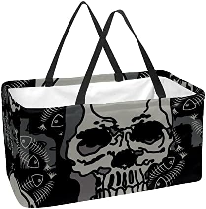 JDEZ Shopping Chasher Skull и риба скелет за еднократна употреба на намирници за намирници, преносни пикник за пикник торбички торбички торбички