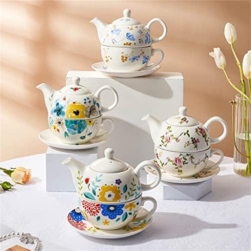Fguikz креативен керамички чај сет цветен чај сад англиски чаша мајчи садот сад во вода тенџере