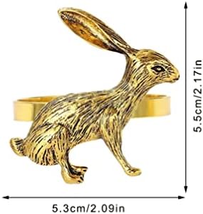 Зеродеко 6 парчиња Велигденски зајаци со салфетка прстени за зајаци од салфетки прстени 2023 година на зајакот Сервиет салфетки