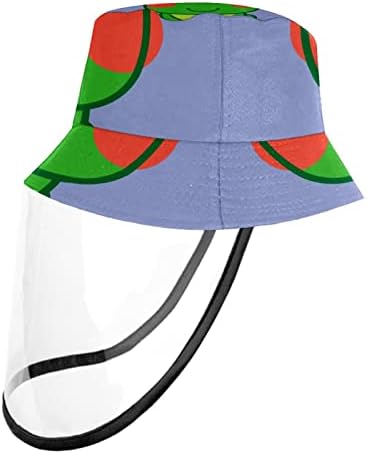 Заштитна капа за возрасни со штит за лице, рибарска капа Анти сонце капа, розово овошје авокадо цреша