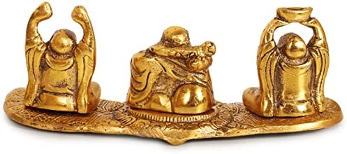 Мандала се смее Буда метал седечки статуа монах фигурински акцент дома украс златна боја 3 позиции фенг шуи декорација