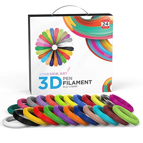 Ataraxia Art 3D Pen Pla Filament Refills 1,75mm, 24 бои + 4 флуоресцентна и 4 проucирна боја, деца безбедно полнење, компатибилно со филаментот