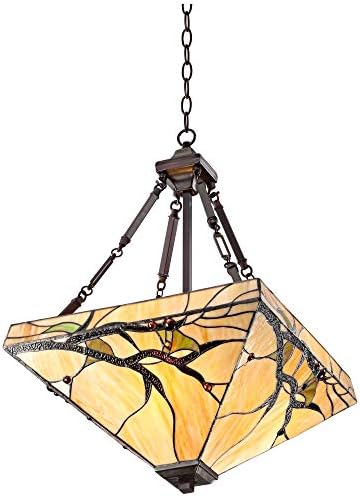 Роберт Луис Тифани бронзено приврзоци лустер 17 Широк стил на тифани во стилот на филијала триаголник (тела 3-светло за трпезарија