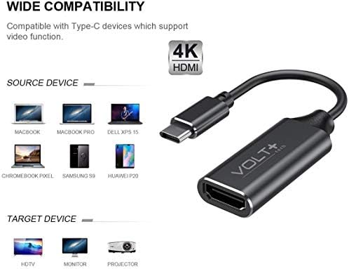 Работи од Volt Plus Tech HDMI 4K USB-C комплет компатибилен со ZTE Nubia Z40 Pro професионален адаптер со дигитален целосен 2160P, 60Hz