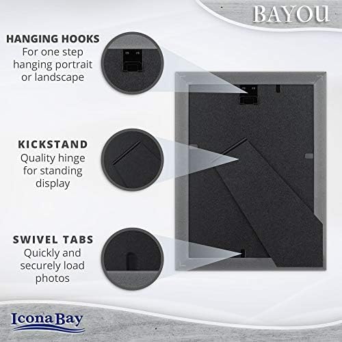 Icona Bay 5x7 Azure Grey Pictures Frame, Cape Cod Style 5 x 7 Photo Frame, Top Top или Mountид за монтирање, Колекција Bayou