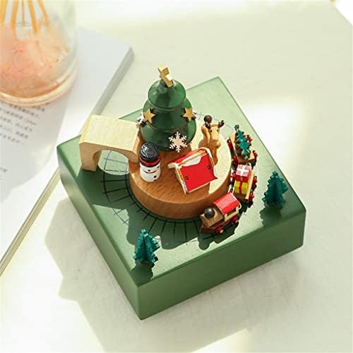 Lkyboa Wood Canusel Божиќна музичка кутија мало девојче Детето роденден подарок дома мебел ретро украси музичка кутија
