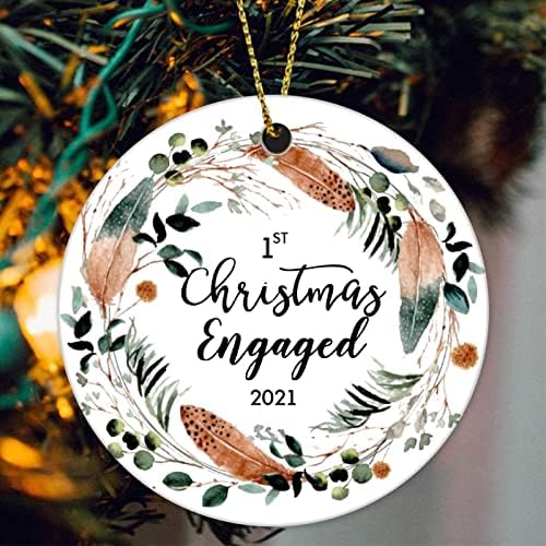 Венгбеути 1 -ви Божиќ ангажирани украси од 2021 година, украсен украсен двојка украсен двојка, за датум за ангажман на свадба
