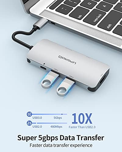 USB C Hub 7in1 UPGROW Macbook Pro Адаптер USB C Dongle, 4K HDMI USB3. 0 Sd/TF Картичка Читач 100W PD