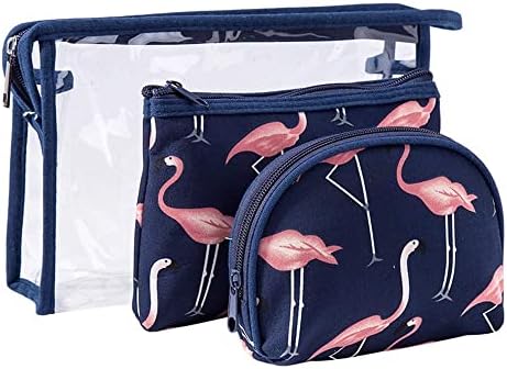 Комплет Козметички Кеси Aimeixin Flamingo, Пренослива Женска Торба За Шминка Комплет од 3 Различни Големини Торбичка За Тоалет Торбичка За