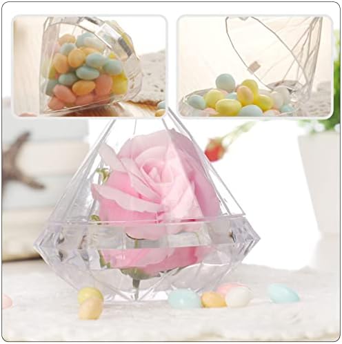 Зеродеко дијамантски кутии во форма на бонбони Транспарентни: 12 парчиња свадбени фаворити кутии роденден сладок сад за шеќер за забавување украси