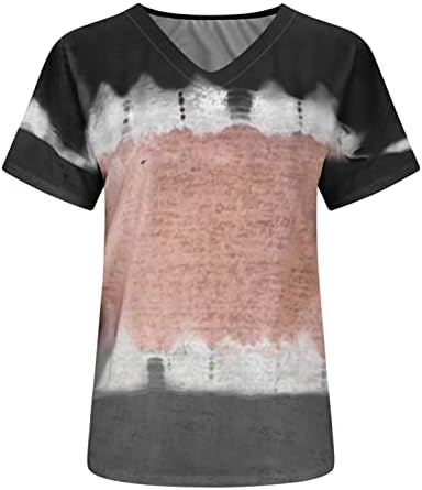 Краток ракав за женски маички 2023 облека длабоко V вратот памучен графички лента со блуза маичка за дами есен лето К2